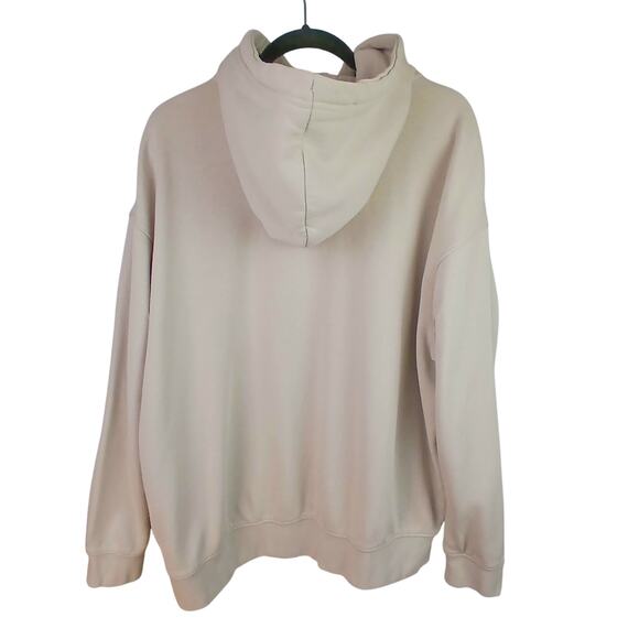 Nike SZ L Beige Center Swoosh Fleece Hooded Sweatshirt Made Pakastan 2010s Tag - Picture 5 of 6